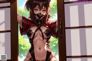 a sexy anime girl with big tits posing for the camera