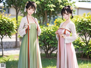 A woman in a white kimono standing in a field of flowers.